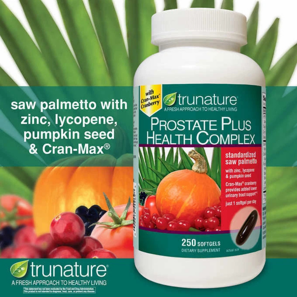 TruNature Prostate Health Complex – Saw Palmetto, Lycopene, Zinc & Pumpkin Seed – 250 Softgels