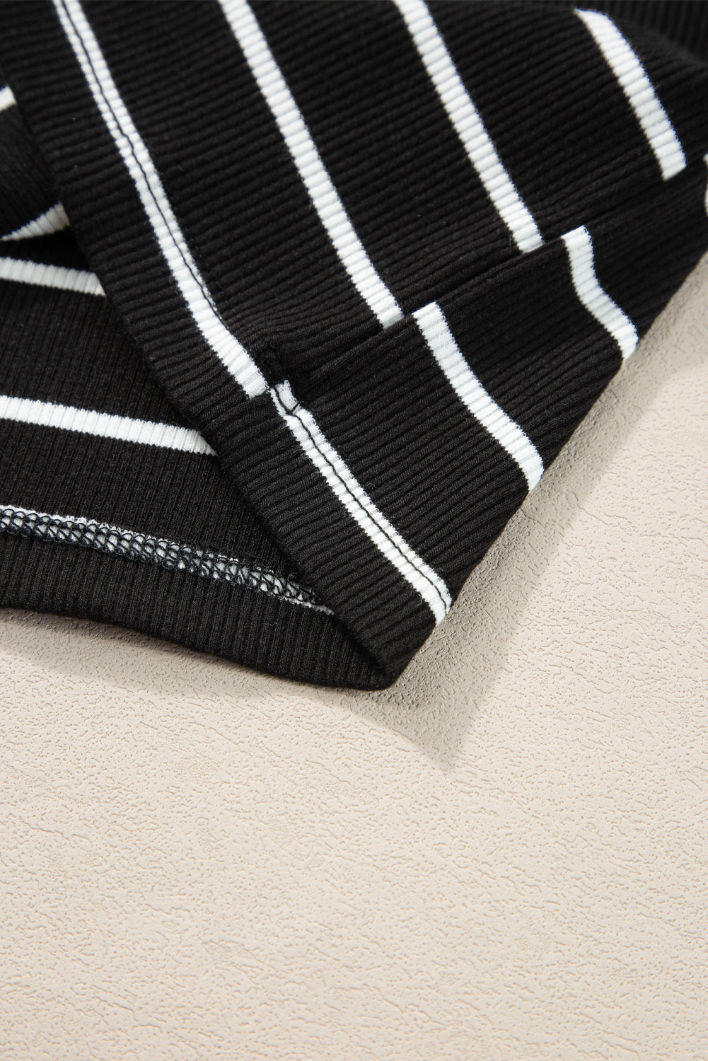 Black Stripe Ribbed Knit Tank Mini Dress - Ballimart