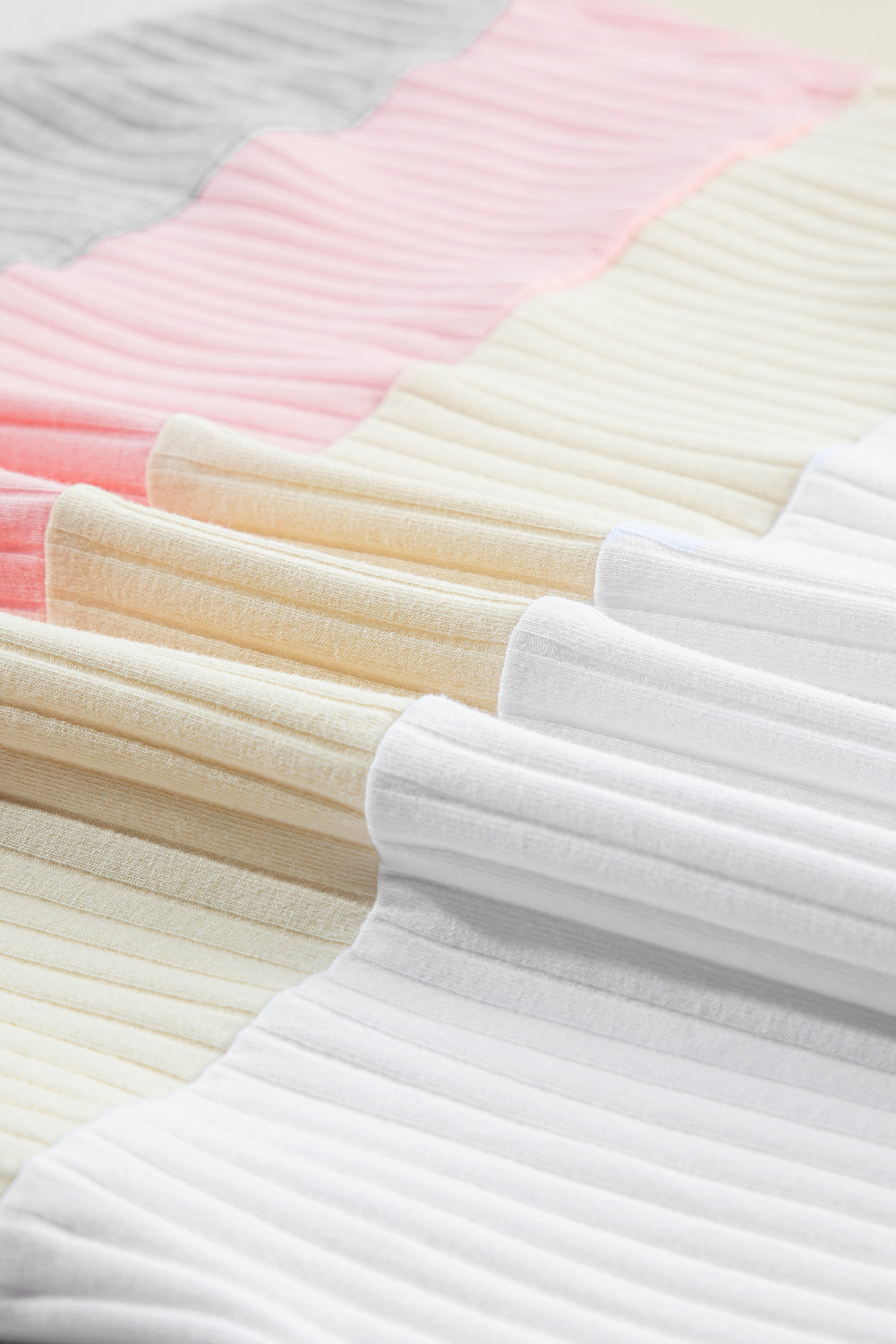 White Ribbed Color Block Patchwork T-shirt - Ballimart