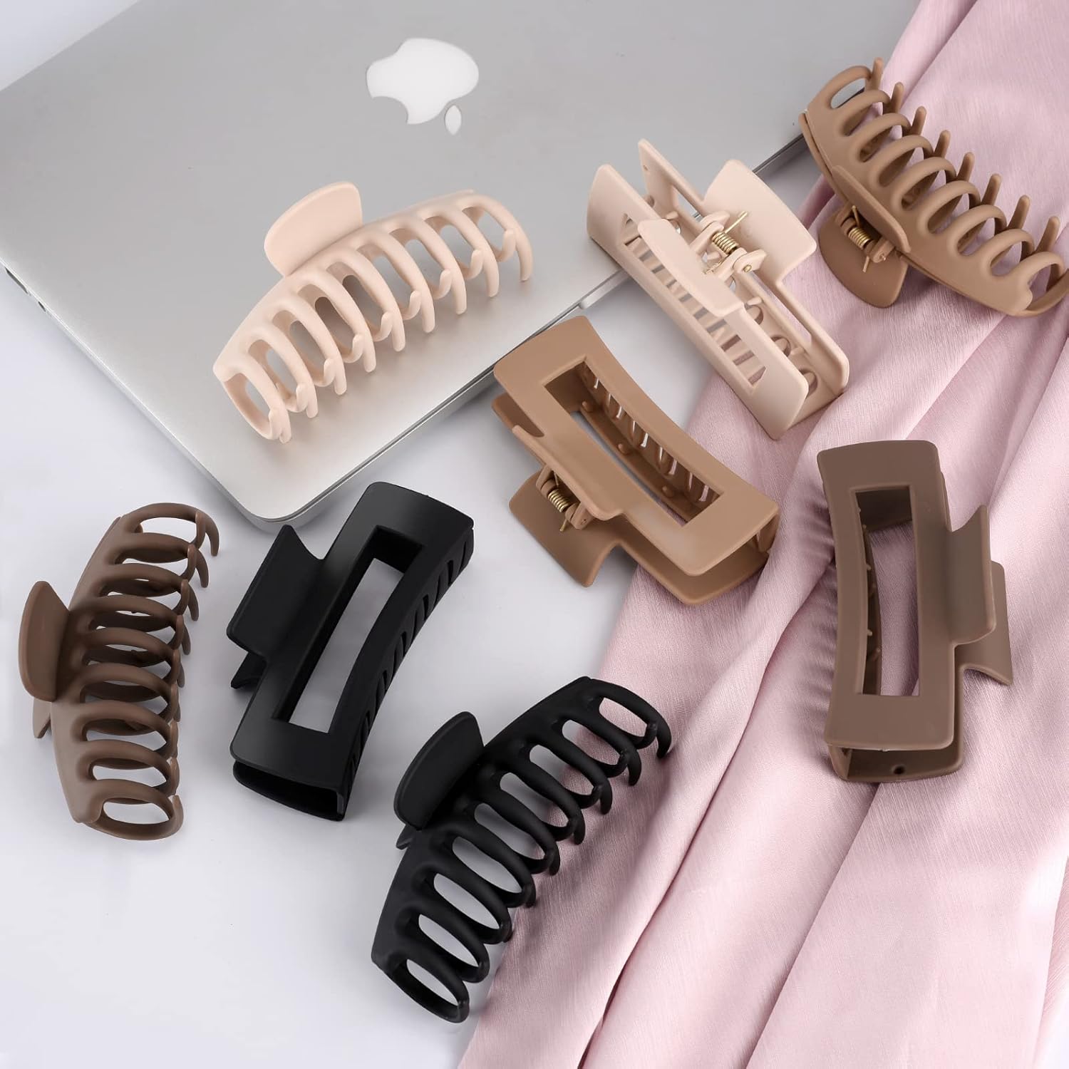 LuSeren 4.3 Inch Large Hair Claw Clips for Women – Strong Hold, Matte Finish, Non-Slip Jaw Clips for Thick & Thin Hair, Neutral Colors Gift Box