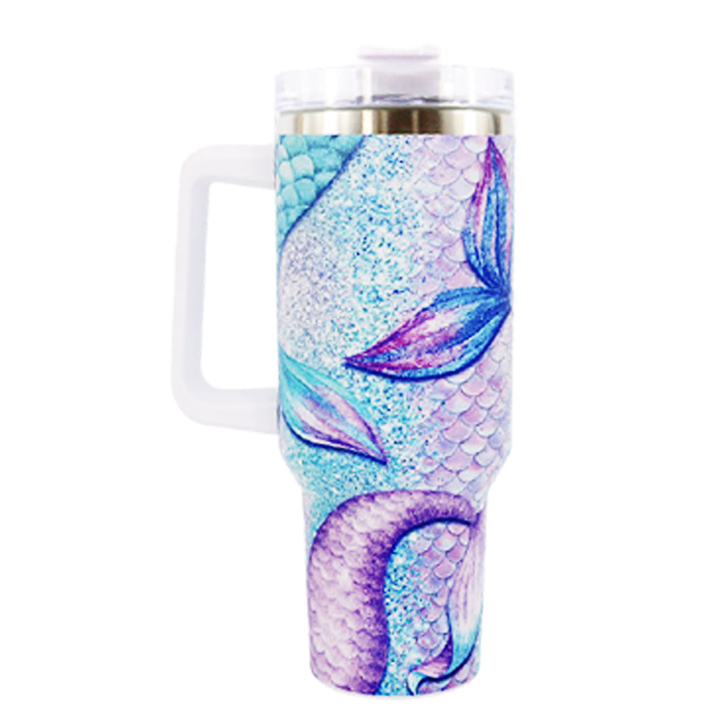 1pc 40oz large capacity Tumbler， Sea turtles With Handle And Straw Lid, 304 Stainless Steel Water Bottles Travel Mug Coffee Cup car cup water cup For Men Women Outdoor Camping Driving, - Ballimart