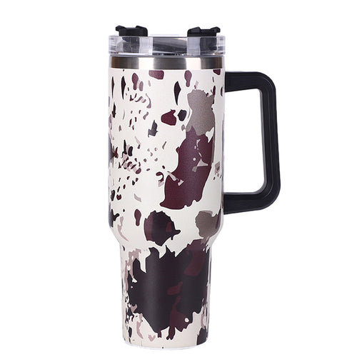 1pc 40oz large capacity water bottle With Handle And Straw Lid, Insulated Reusable Stainless Steel Water Bottles Travel Mug Coffee Cup car cup water cup For Men Women Outdoor Camping Driving, Gift，Cof - Ballimart