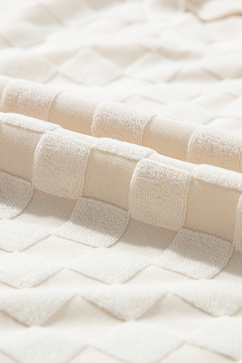 Beige Solid Textured Thumbhole Sleeve Top - Ballimart