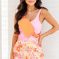 Orange Boho Floral Shirred High Waist Casual Shorts - Ballimart