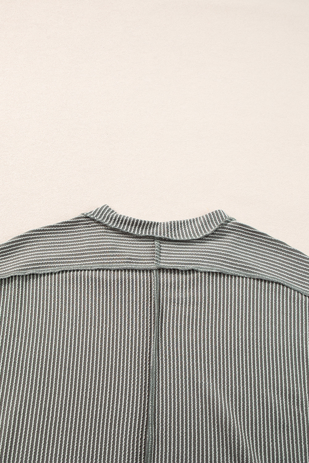 Medium Grey Textured Knit Exposed Stitching T-shirt - Ballimart