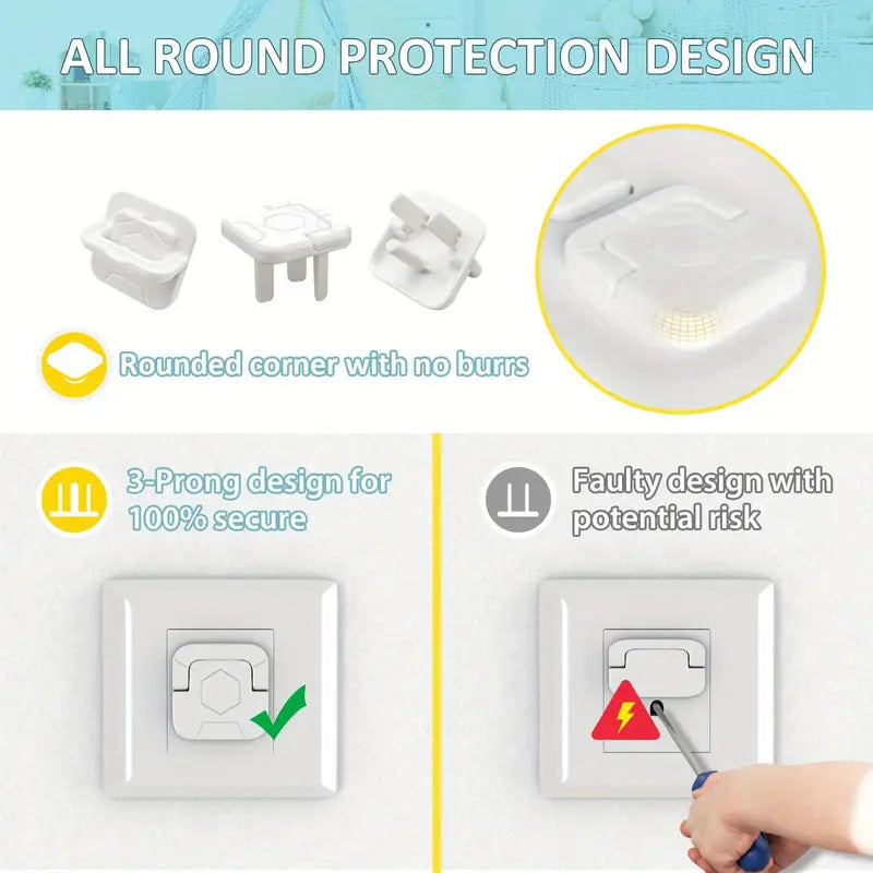 8Pcs/Set Outlet Covers, Baby Proofing Socket Protectors - Ballimart