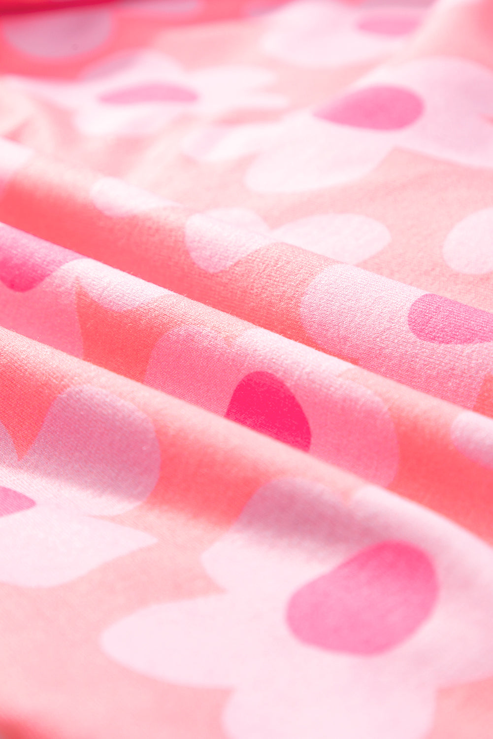 Pink Flower Print Short Sleeve Shirt Pajamas Set - Ballimart