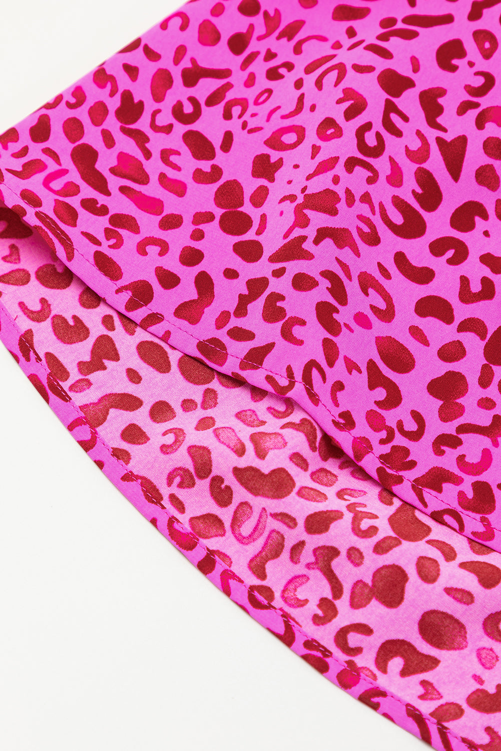 Rose Red Leopard Print Ruffled Trim Tiered Maxi Dress - Ballimart