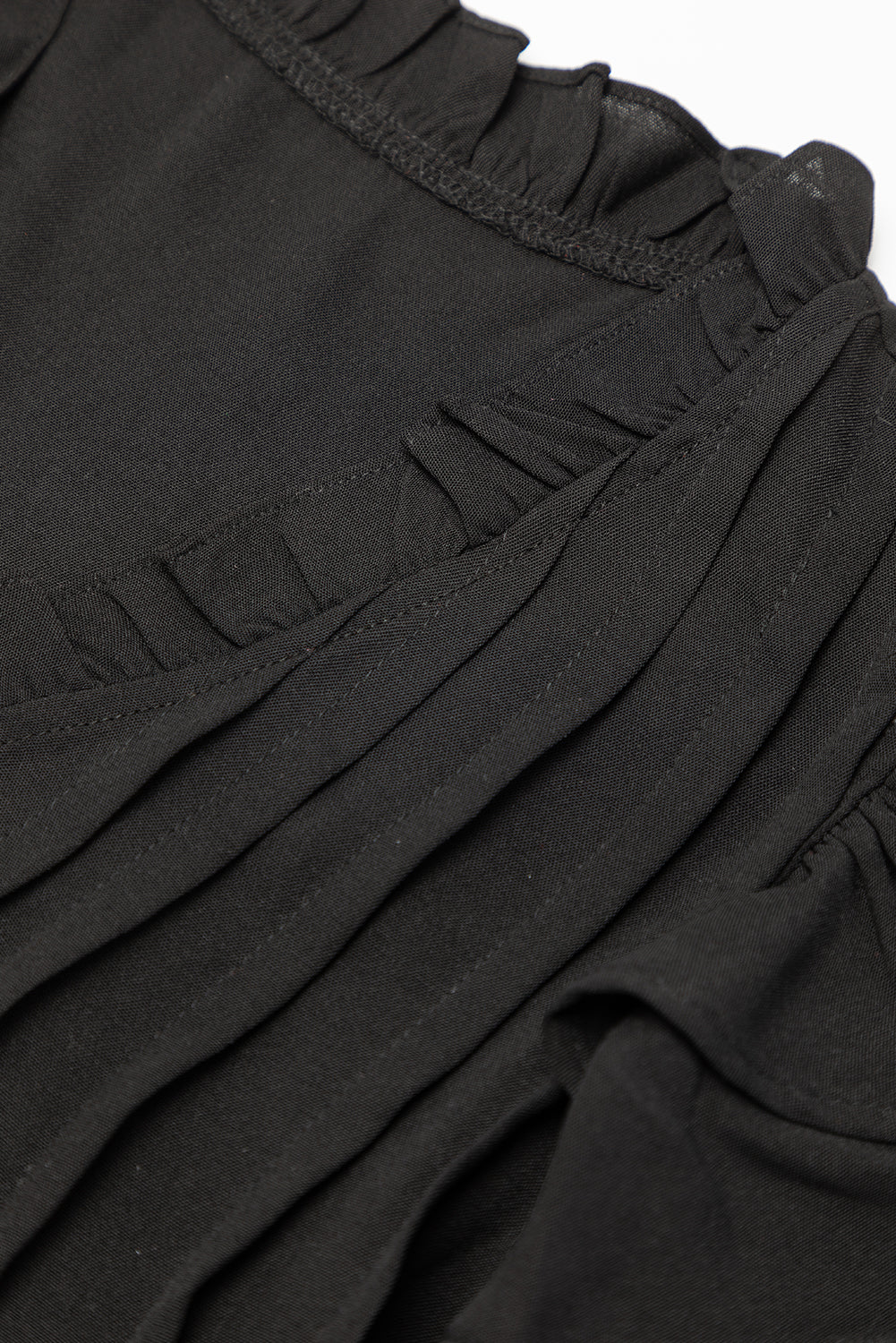 Black Ruffle Sleeve V Neck Frilled Shift Dress - Ballimart