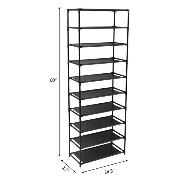 10 Tier Stackable Shoe Rack Storage Shelves - Stainless Steel Frame Holds 50 Pairs Of Shoes - Ballimart