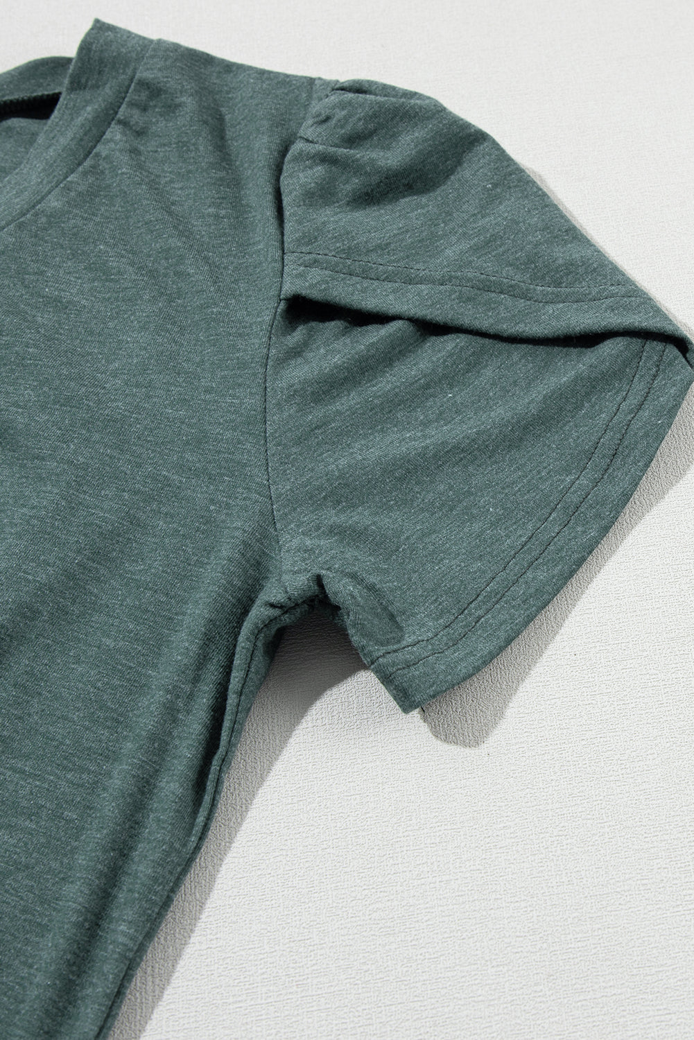 Mist Green Fashion Petal Sleeve V Neck T Shirt - Ballimart