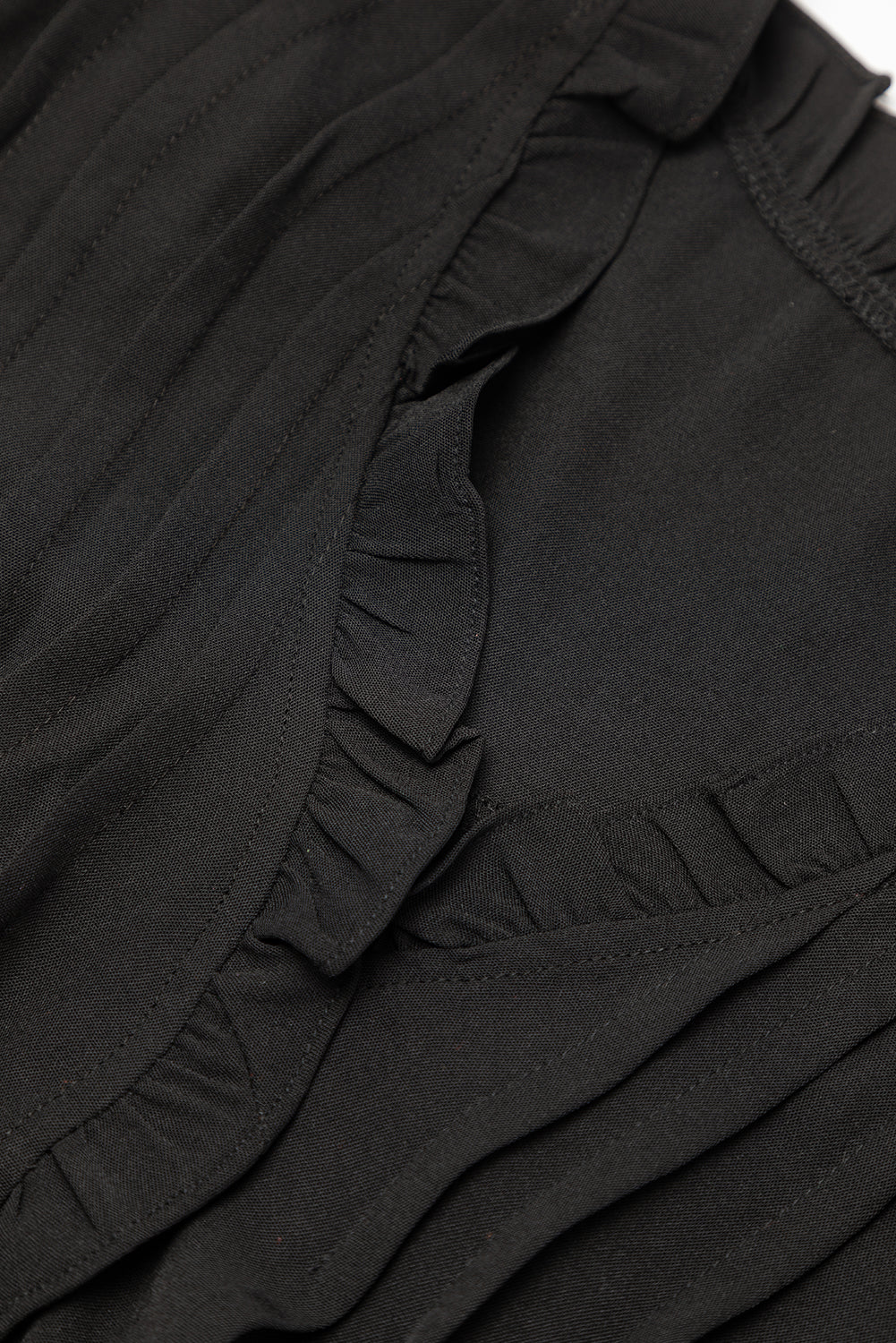 Black Ruffle Sleeve V Neck Frilled Shift Dress - Ballimart