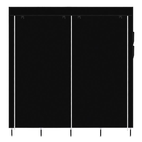 67" Clothes Closet Portable Wardrobe Clothes Storage Rack 12 Shelves 4 Side Pockets Black - Ballimart