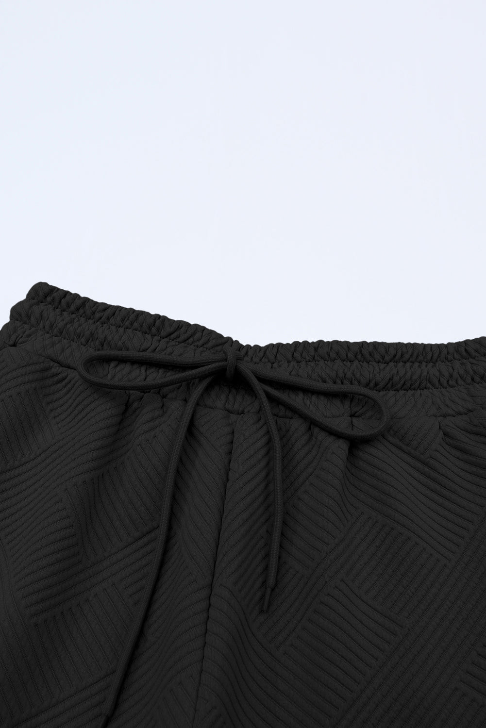 Black Textured Loose Fit T Shirt and Drawstring Pants Set - Ballimart