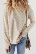 Beige Solid Textured Thumbhole Sleeve Top - Ballimart