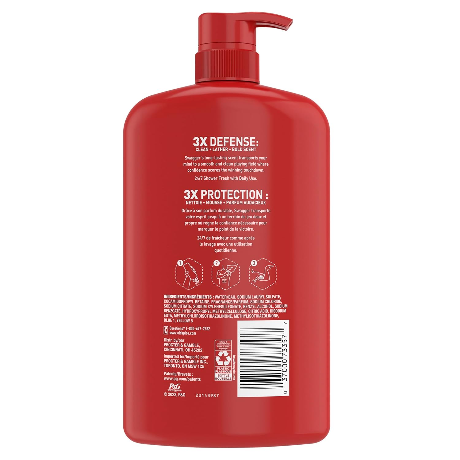 Old Spice Swagger Body Wash - 24/7 Shower Fresh with Lasting Cedarwood Scent | 24 fl oz (Pack of 2)