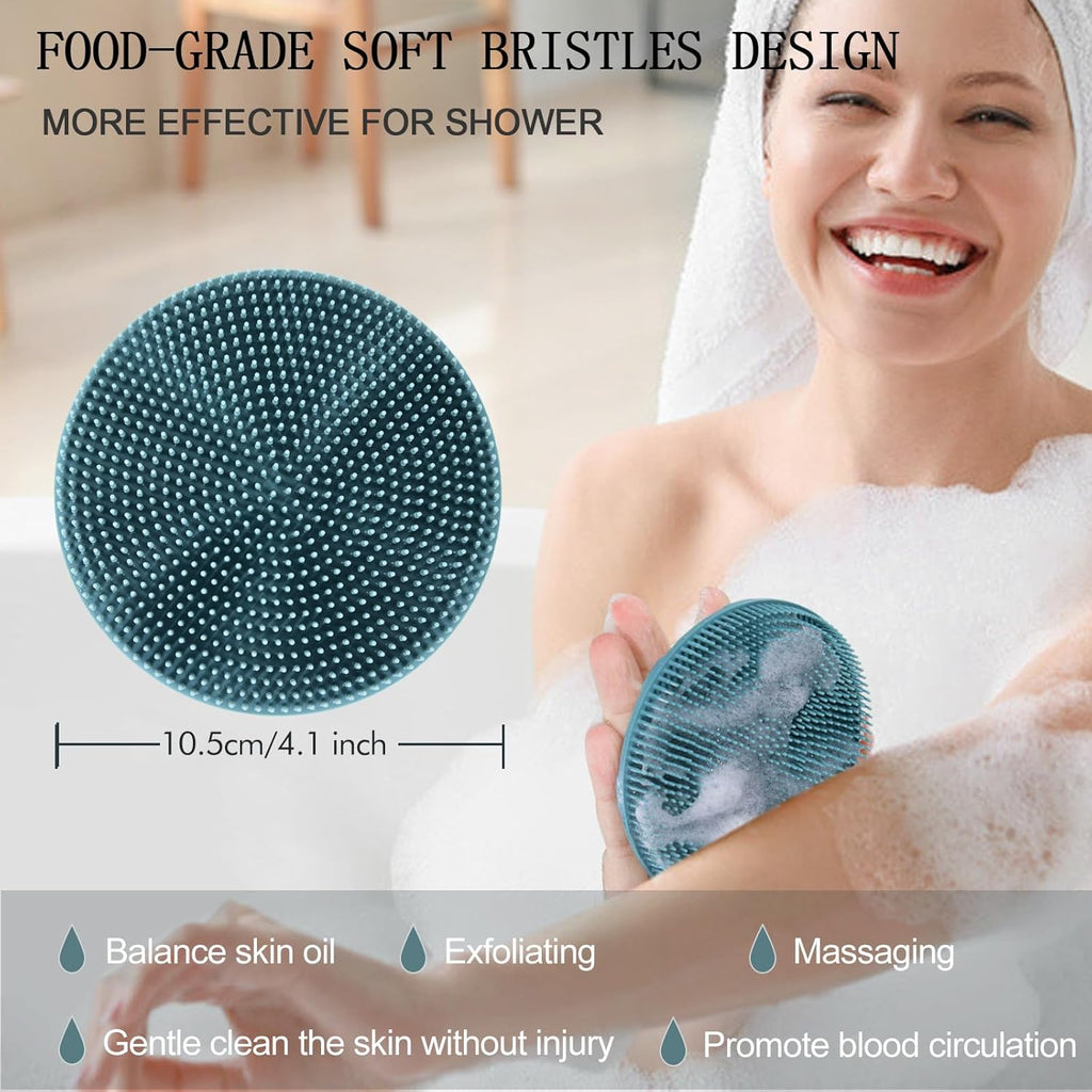 INNERNEED Food-Grade Silicone Body Scrubber – Soft, Gentle Exfoliating Shower Brush for Deep Cleansing, Quick-Dry, and Durable Design (Dark Green)