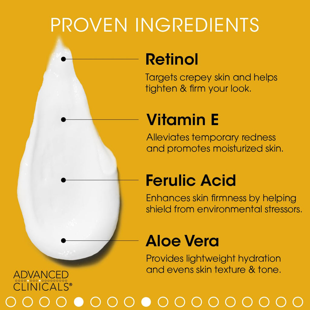 Advanced Clinicals Retinol Body Lotion & Manuka Honey Cream Set | Anti-Aging Treatment for Crepey & Sagging Skin | Hydrating Moisturizer for Face & Body, 2pc