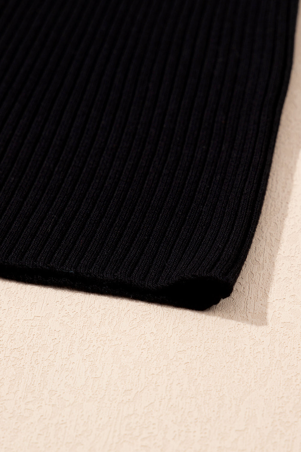 Black Colorblock Edge Ribbed Knit U Neck Tank Top - Ballimart
