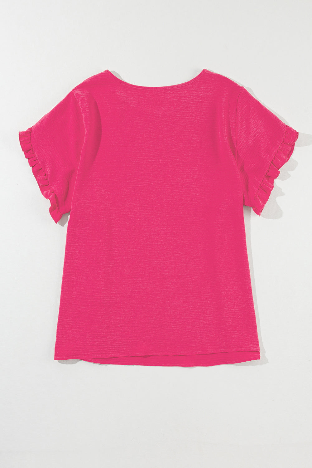 Bright Pink Ruffled Short Sleeve Plus Size Top - Ballimart
