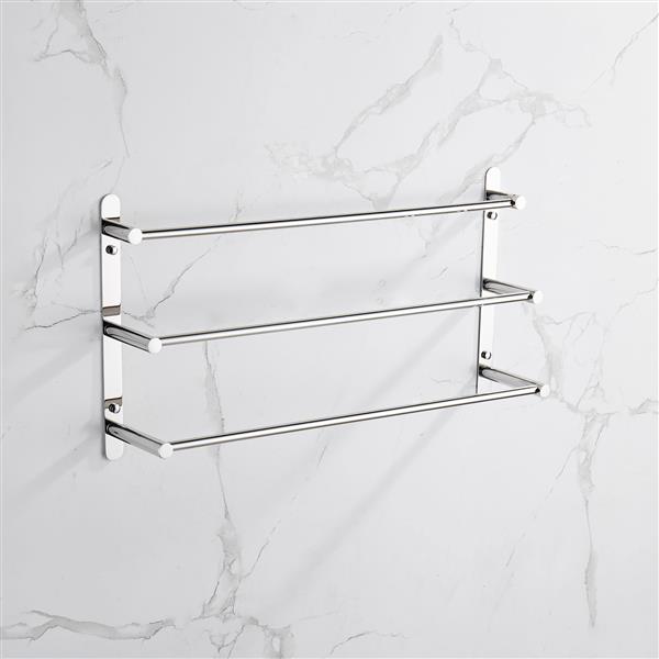THREE Stagger Layers Towel Rack SUS304 Stainless Steel Hand Polishing Mirror Polished Finished Bathroom Accessories Set Three Towel Bars 19.6 inch bars KJWY004-50CM - Ballimart