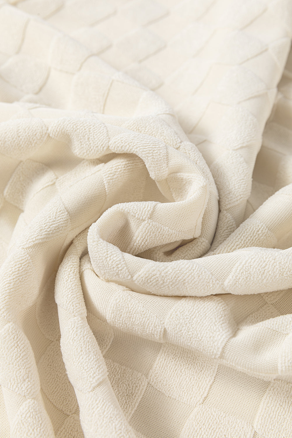 Beige Solid Textured Thumbhole Sleeve Top - Ballimart