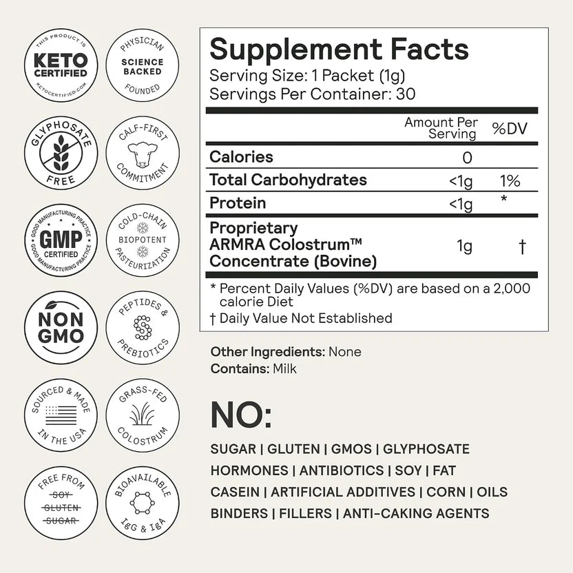 ARMRA Colostrum Premium Powder – Grass Fed Gut Health & Immunity Support