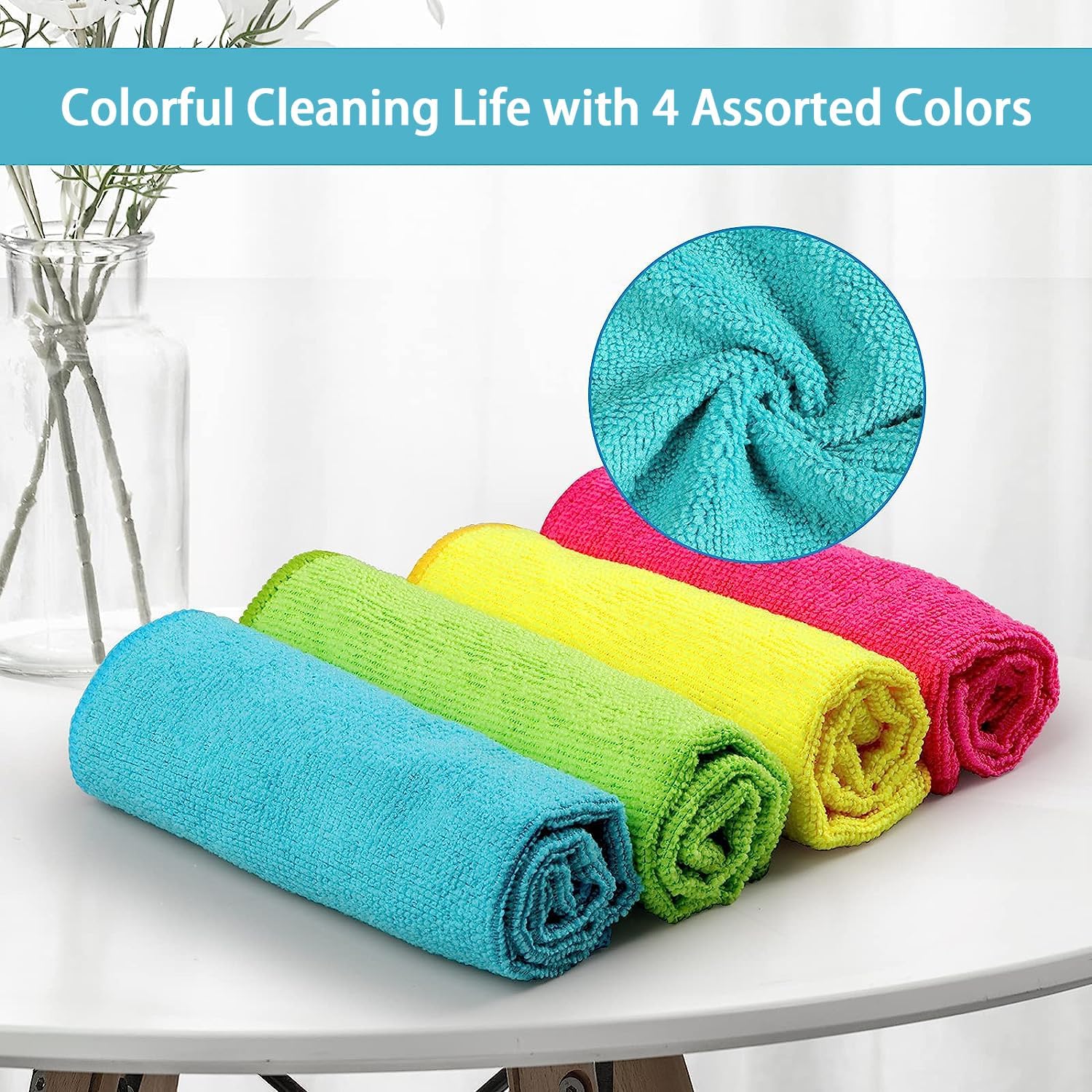 HOMEXCEL Microfiber Cleaning Cloth - 12 Pack | Lint-Free, Scratch-Free & Ultra-Absorbent