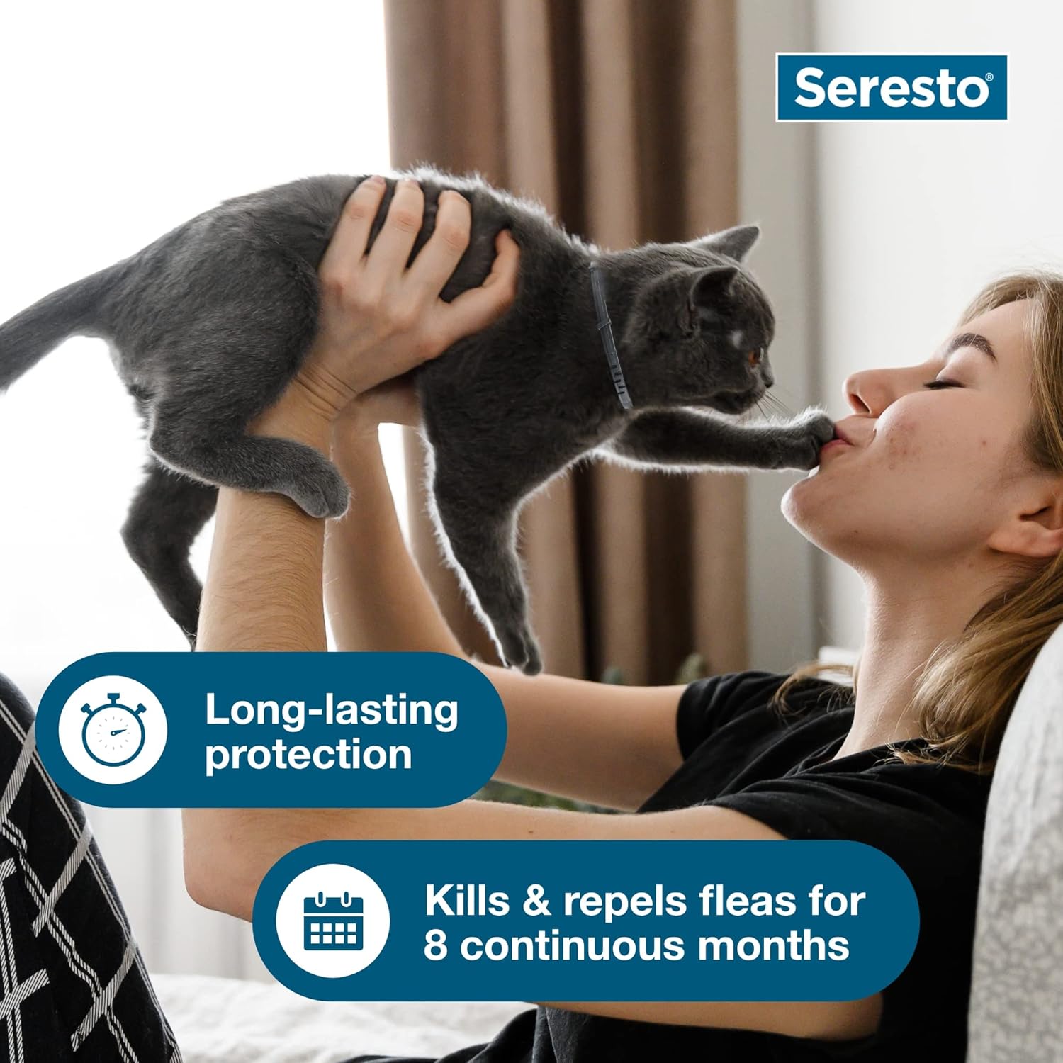 Seresto Cat Flea & Tick Collar – Veterinarian Recommended, 8 Months Continuous Protection with Slow-Release Imidacloprid & Flumethrin