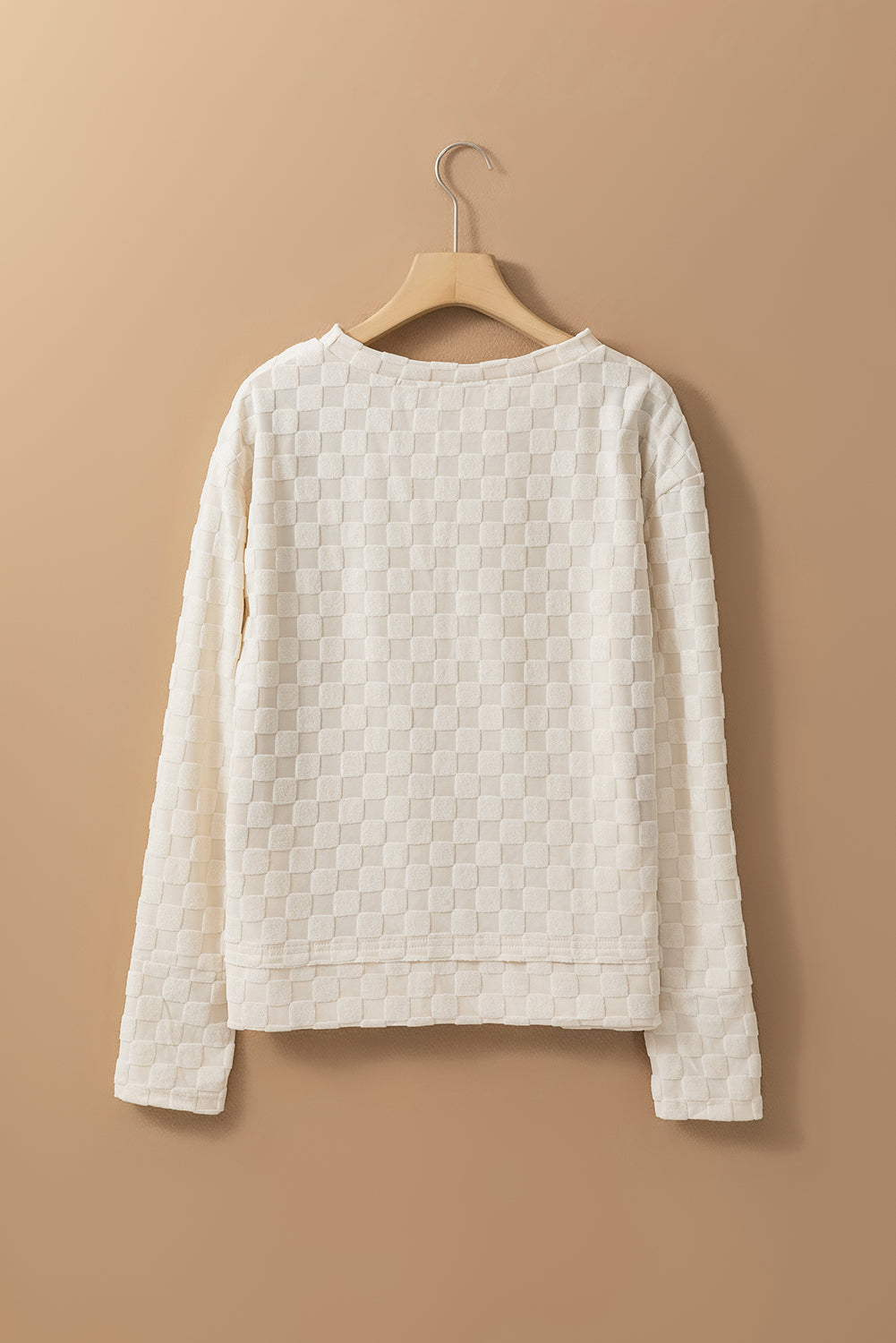 Beige Solid Textured Thumbhole Sleeve Top - Ballimart