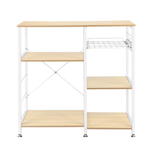 3-Tier Kitchen Baker's Rack Utility Microwave Oven Stand Storage Cart Workstation Shelf White Oak - Ballimart