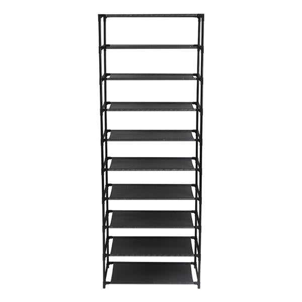 10 Tier Stackable Shoe Rack Storage Shelves - Stainless Steel Frame Holds 50 Pairs Of Shoes - Ballimart