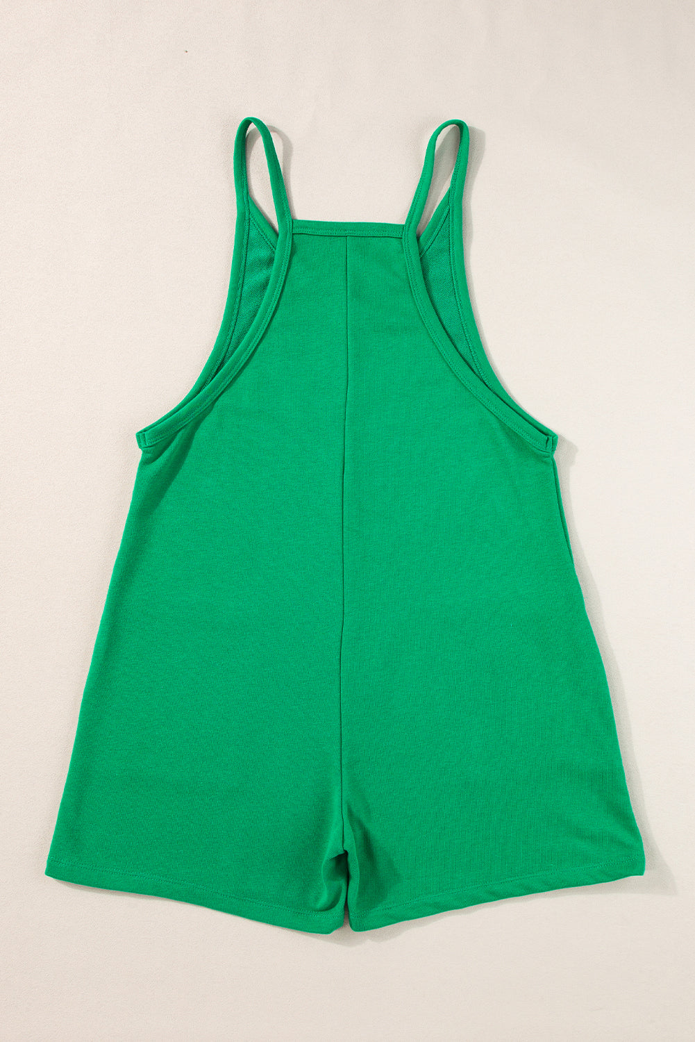 Bright Green Sleeveless Pocketed V Neck Jersey Romper - Ballimart