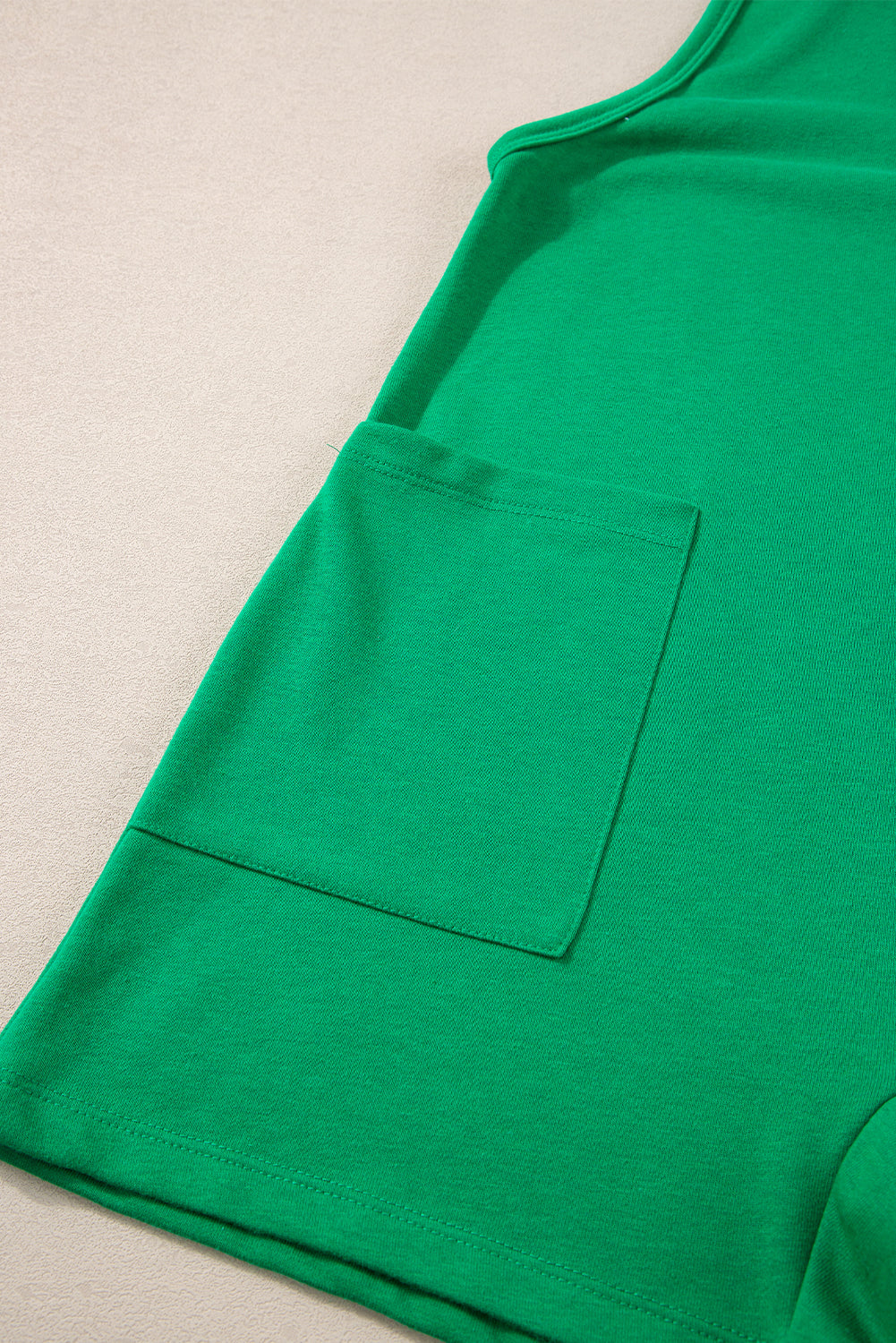 Bright Green Sleeveless Pocketed V Neck Jersey Romper - Ballimart
