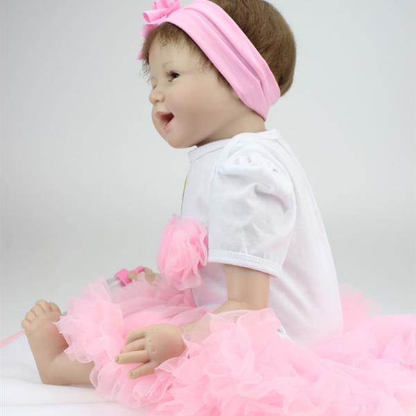 Pink Princess Skirt Fashionable Play House Toy Lovely Simulation Baby Doll with Clothes Size 22"