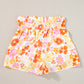 Orange Boho Floral Shirred High Waist Casual Shorts - Ballimart