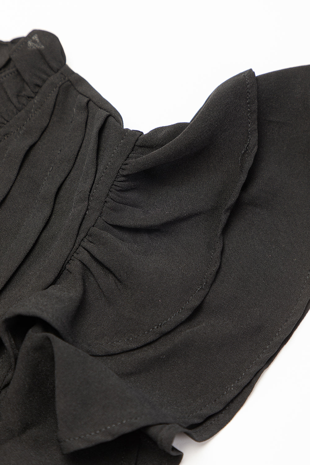 Black Ruffle Sleeve V Neck Frilled Shift Dress - Ballimart