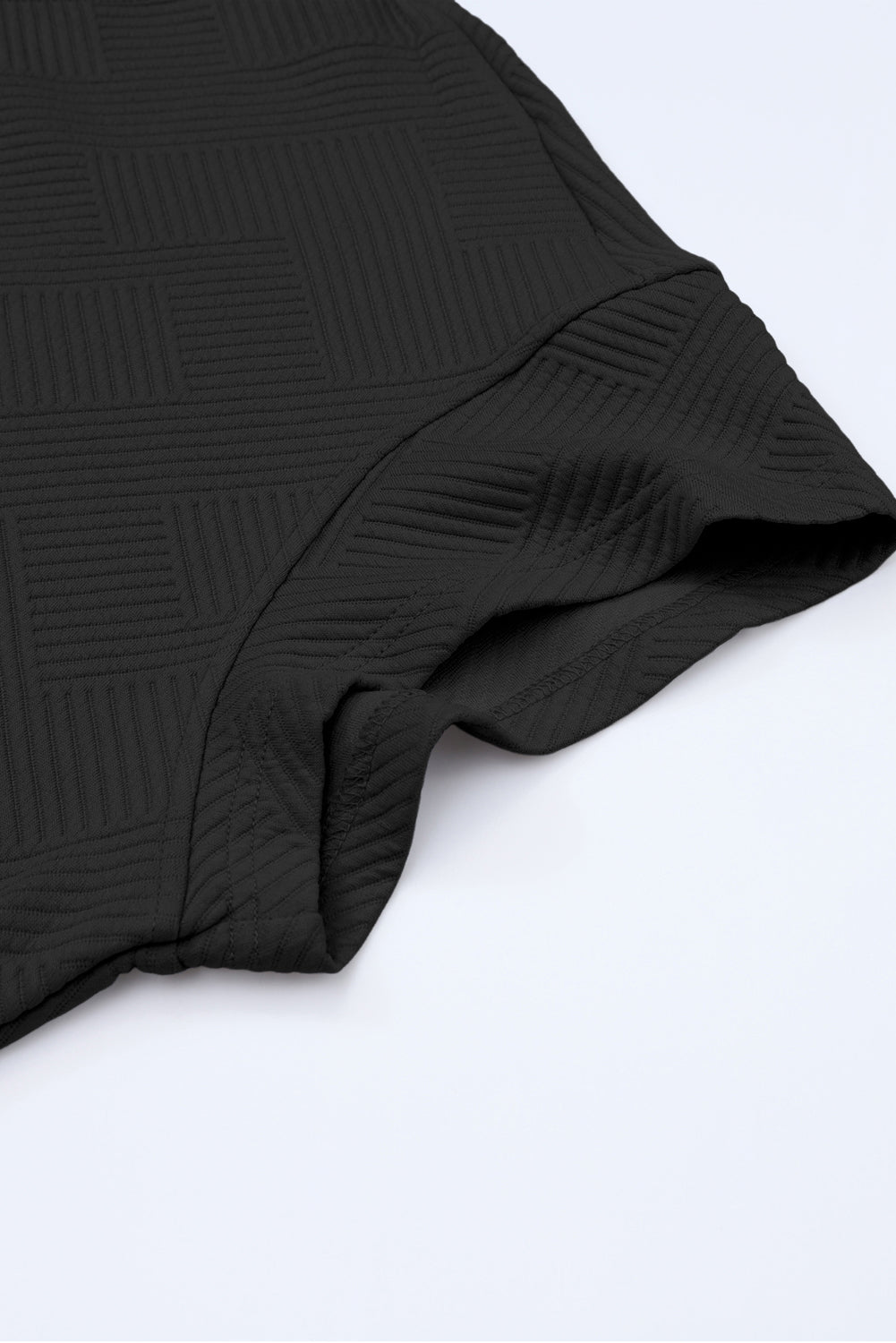 Black Textured Loose Fit T Shirt and Drawstring Pants Set - Ballimart