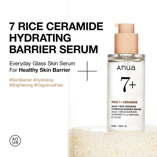 🌾 ANUA Rice Ceramide 7 Hydrating Barrier Serum | Brightening & Hydration | Korean Skincare | 50ml / 1.69 fl.oz