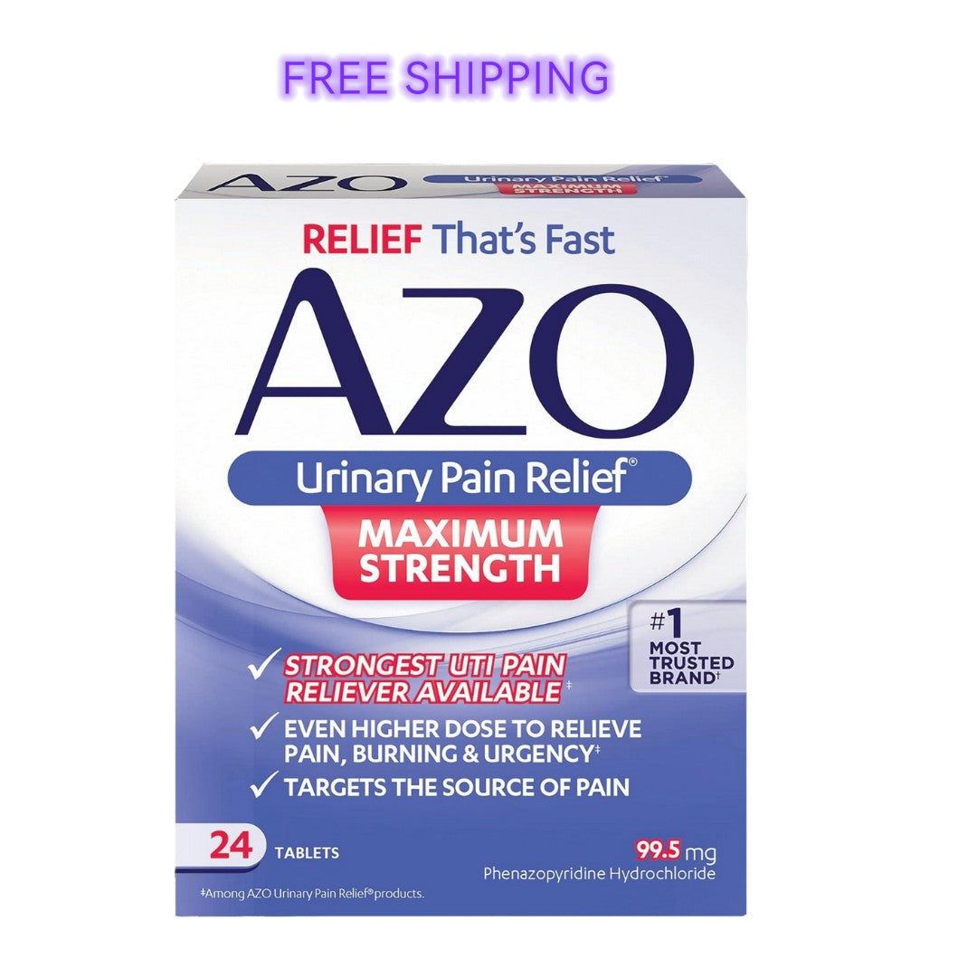 AZO Urinary Pain Relief – Maximum Strength Fenazopyridine 24‑Tablet Pack | Fast UTI Pain, Burning & Urgency Relief