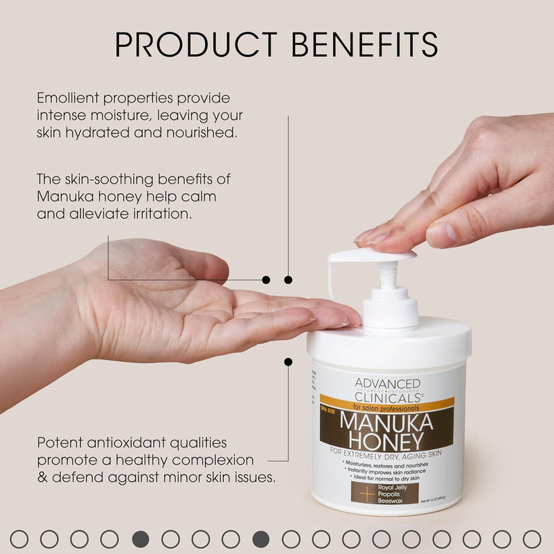 Advanced Clinicals Retinol Body Lotion & Manuka Honey Cream Set | Anti-Aging Treatment for Crepey & Sagging Skin | Hydrating Moisturizer for Face & Body, 2pc