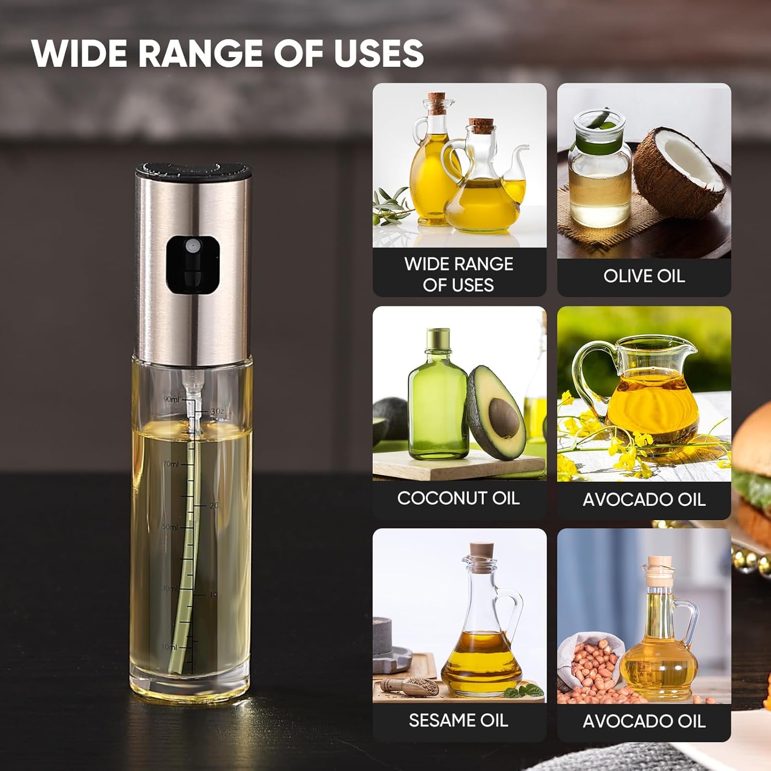 PUZMUG Olive Oil Sprayer for Cooking - 100ml Oil Mister Bottle for Air Fryer, BBQ, Baking, and Roasting | Oil Control for Healthy Cooking - Ballimart