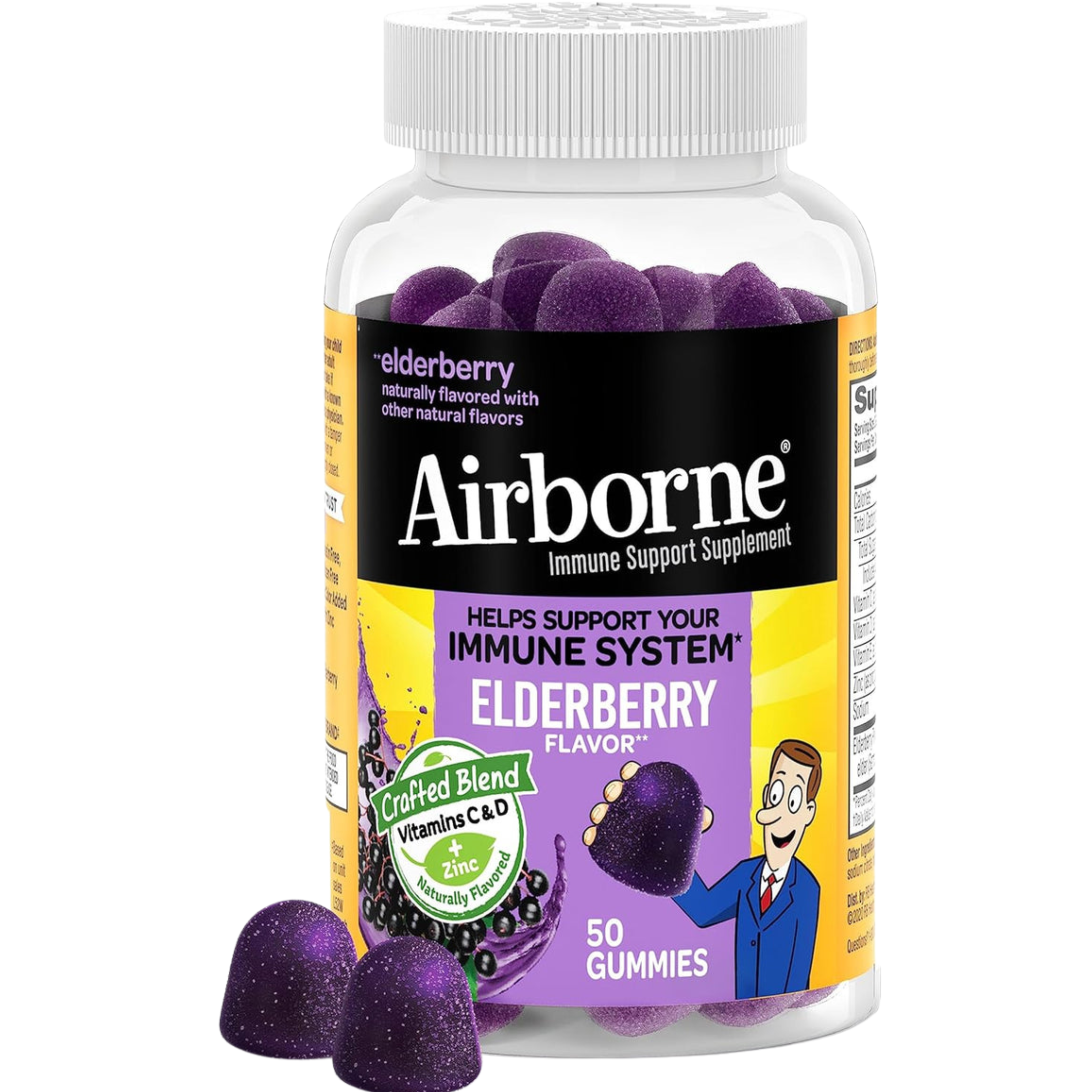 Airborne Elderberry + Zinc & Vitamin C Gummies – Daily Immune Support for Adults & Kids