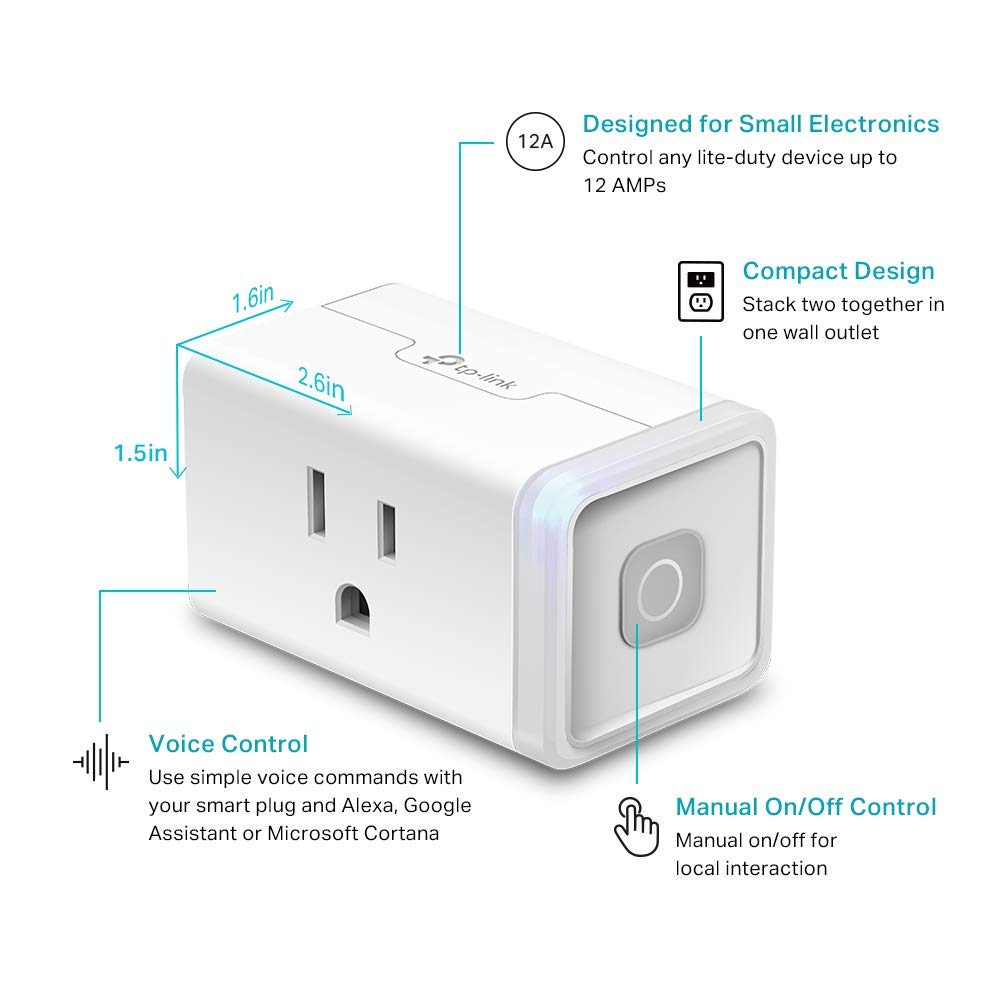 Kasa Smart Plug HS103P4 – 15A Wi-Fi Outlet, Works with Alexa & Google Home, No Hub Required, Remote Control, Timer & Scheduling Features, UL Certified, 4-Pack, White