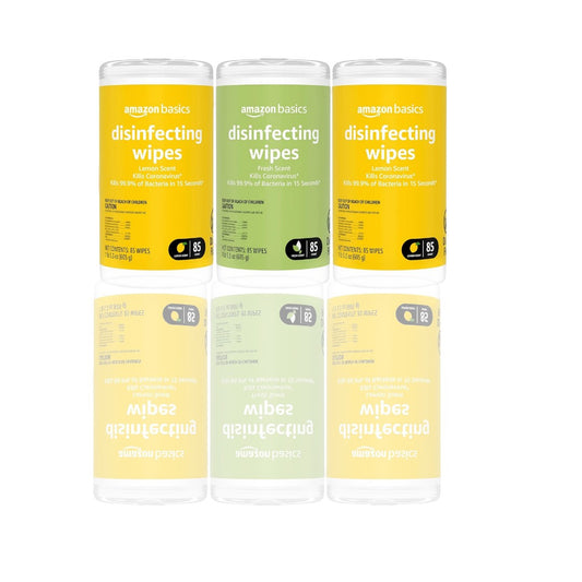 Amazon Basics Disinfecting Wipes, Lemon & Fresh Scent | 255 Count (3 Packs of 85 - Ballimart