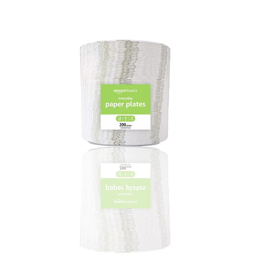 Amazon Basics Everyday Paper Plates - 8.62 Inch, 200 Count | Disposable & Microwave-Safe - Ballimart