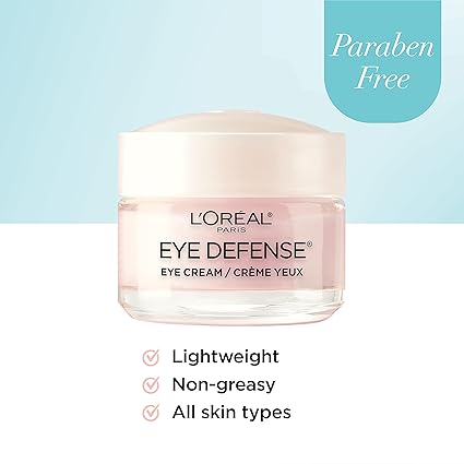 L'Oreal Paris Dermo-Expertise Eye Defense Cream, Anti-Aging Eye Cream with Caffeine & Hyaluronic Acid, 0.5 oz