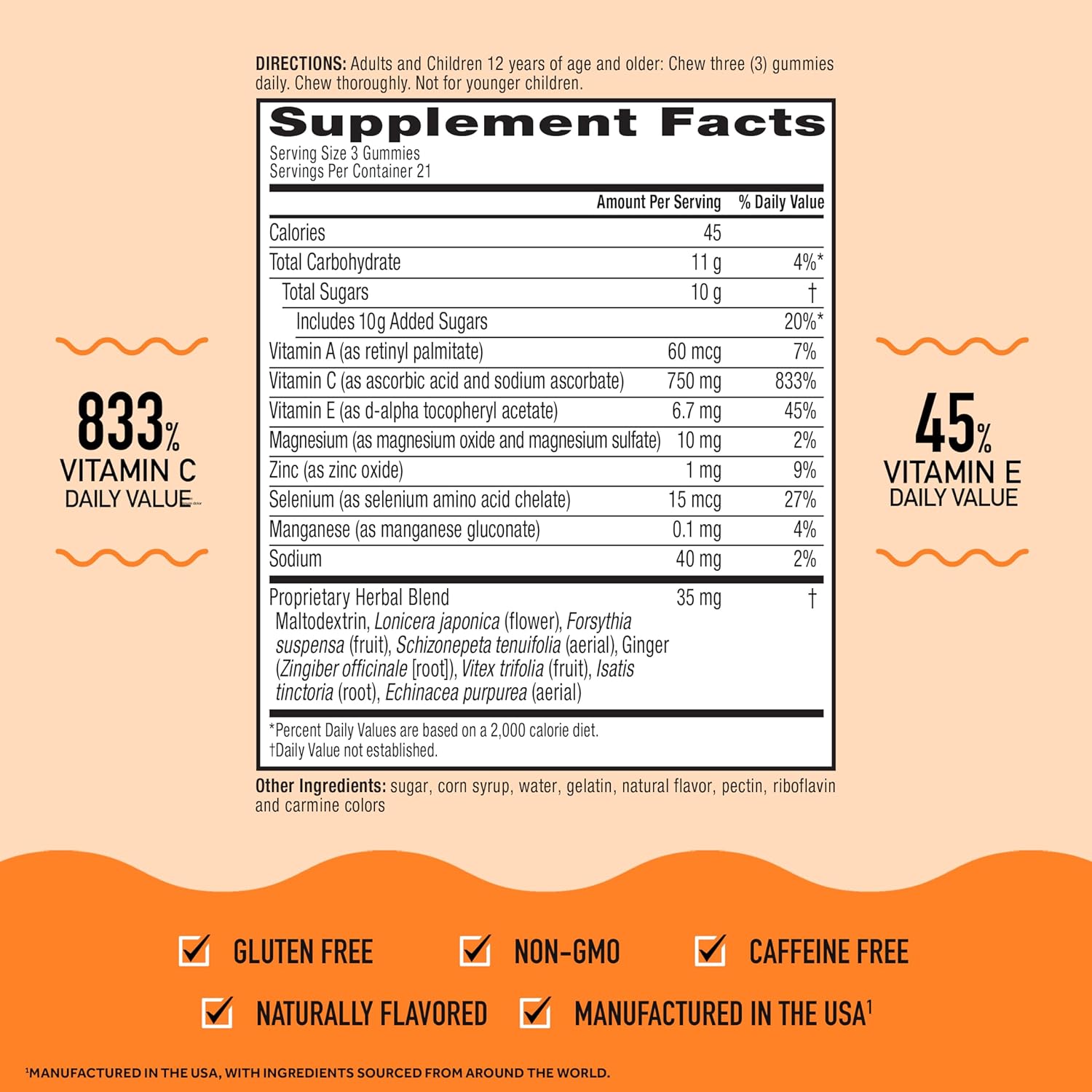 Airborne 750mg Vitamin C Gummies – Daily Immune Support for Adults