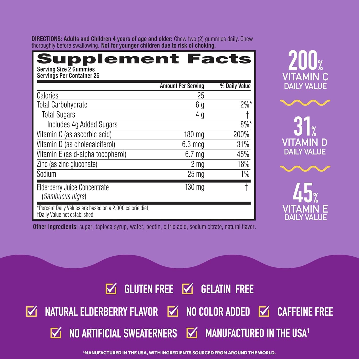 Airborne Elderberry + Zinc & Vitamin C Gummies – Daily Immune Support for Adults & Kids