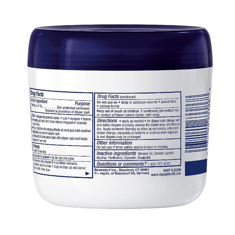 Aquaphor Baby Healing Ointment - Advanced Therapy Skin Protectant for Diaper Rash, Dry Skin, and Irritated Baby Skin, 14 Oz Jar
